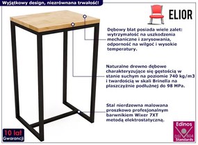 Stół barowy z dębowym blatem w stylu loftowym - Avorro 5X