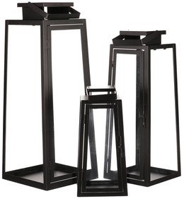 Zestaw latarni metalowych czarny, 3 szt.