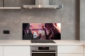 Panel szklany do Kuchni Ludzie z Kieliszkami