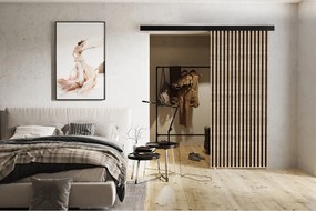 Emporius drzwi naścienne 70 cm Belor - nowoczesne drzwi z imitacją lameli, drzwi naścienne dąb sonoma