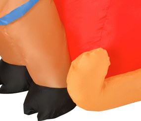 HOMCOM nadmuchiwana dekoracja świąteczna z saniami i bałwanem, oświetlenie LED, odporna na warunki pogodowe, poliester 200 x 80 x 128 cm | Aosom PL