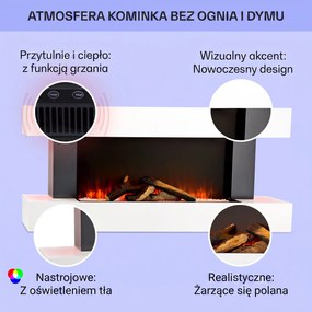 Klarstein Studio LightFire Smart 2000W 132cm Kominek elektryczny dekoracyjny Biały