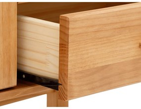 Komoda z drewna sosnowego z rattanowymi drzwiczkami Støraa Jolene, szer. 90 cm
