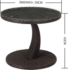 Stolik kawowy ogrodowy balkonowy Ertigo technorattan okrągły mały 50cm loft