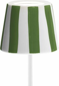 Lampa stołowa LED Poldina Lido z zielonymi paskami, akumulatorowa i ściemnialna, do 12 h pracy, do użytku zewnętrznego, IP65, nowoczesny styl