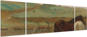 Obraz - Edgar Degas, Horses in a Meadow, reprodukcje (170x50 cm)