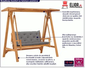 Huśtawka ogrodowa z szarą poduszką - Zavo