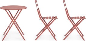 Stalowy zestaw mebli ogrodowych w kolorze terakoty dla 2 osób Austin – Bizzotto