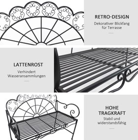Ławka ogrodowa parkowa 2-osobowa metal czarna outsunny