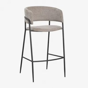 Wysoki Taboret Tapicerowany Nalon Czarny & ↑75 Cm & Tkaniny Piaskowy Brąz - Sklum