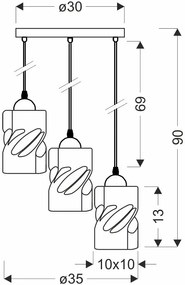 Czarna lampa wisząca na dysku szkło bursztynowe - Z026-Jetra