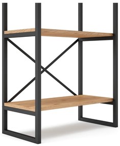 Czarno-naturalny regał w dekorze dębu 58x175 cm Dusan – Marckeric