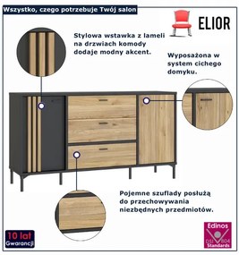 Nowoczesna komoda z nóżkach dąb mauvella - Lamisso 3X