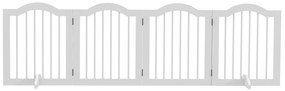 PawHut Składana bramka dla psów 4 panele zabezpieczające do schodów korytarzy i drzwi biała MDF drewno | Aosom PL