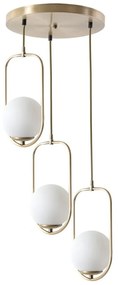Lampa wisząca w biało-złotym kolorze ze szklanym kloszem ø 30 cm Ahu – Opviq lights