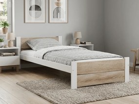 Łóżko IKAROS DOUBLE 80 x 200 cm, białe/dąb sonoma Stelaż: Bez stelaża, Materac: Materac Sommera 18 cm