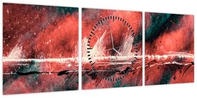 Obraz - Wybuch nafty (z zegarem) (90x30 cm)