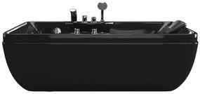 Wanna z hydromasażem czarna - 1 osobowa - 140 l - 150 x 75 x 54,5 cm - Lewostronna - GAVINO