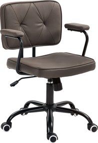 Vinsetto Krzesło Biurowe Komputerowe Design Retro Pikowanie Guziki Eko Skóra Regulowalne Wysokością Kawa