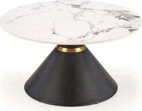 Okrągły stolik kawowy glamour biały marmur + czarny K1-M02