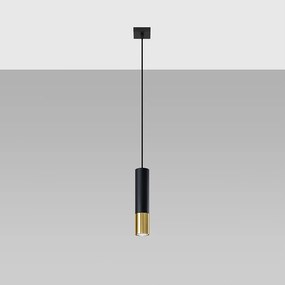 Lampy wiszące nowoczesny Zarpex, stal - 1 źródło światła 4000K - L.8 x H.100 cm - czarny/złoty