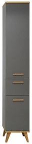 Szara wysoka/wąska szafka łazienkowa w dekorze dębu 35,5x205 cm Quickset 924 – Pelipal