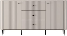 Komoda Vesper 160 cm z szufladami na nóżkach - kaszmir / czarne nogi