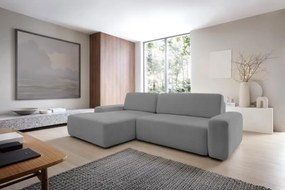 Narożnik BOULI Lewostronny z Elektryczną Regulacją wolnostojący tkanina Raven 10 Szary DOMO HOME