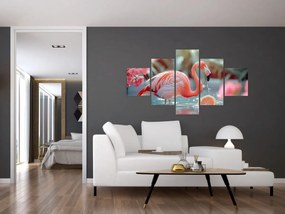 Obraz - Flaming w stawie (125x70 cm)