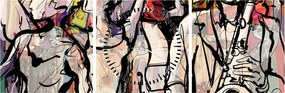 Obraz - Jazzowa noc (z zegarem) (90x30 cm)