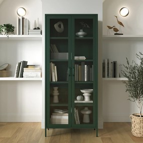 Witryna szklana do salonu butelkowa zieleń Modern ANGELO 800 x 1850 x 450 mm