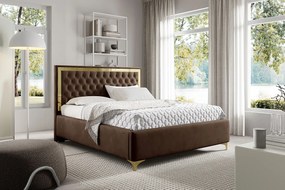 Brązowe łóżko pikowane w stylu glamour  Z9-T94