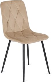 Zestaw Stół Okrągły LAUREN 80 cm Dąb Złoty/Czarny i 4 Krzesła ROBIN Beżowe