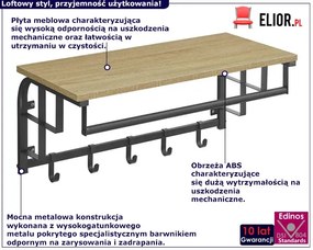 Półka ścienna z wieszakami na ubrania dąb sonoma - Helior 13X