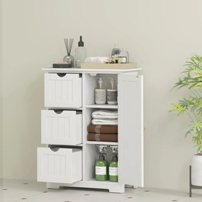 HOMCOM Szafka Łazienkowa, Komoda Łazienkowa, 3 Szuflady, Regal, MDF, Biała