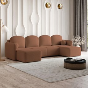 Masseno Narożnik NUBERO z funkcją spania i pojemnikiem na pościel Narozniki U, Rozkładana sofa - Miedziany, QUELLE 54