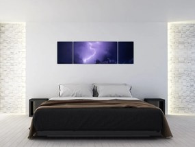 Obraz - fioletowe niebo i błyskawica (170x50 cm)