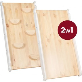 Drabinka 60x61cm, zjeżdżalnia-ścianka wspinaczkowa 2w1, zestaw dla dzieci, drewniana, biała - meowbaby®