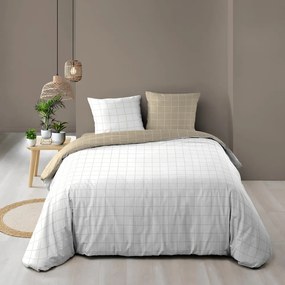 Biało-beżowa bawełniana pościel dwuosobowa 200x200 cm Cadria – douceur d'intérieur