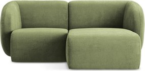 Zielony narożnik z tkaniny szenilowej (prawostronny/z szezlongiem) Lani – Makamii