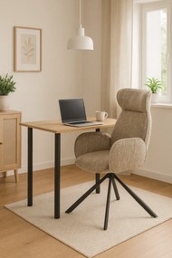 Krzesło z podłokietnikami tapicerowane beżowe P9-P88