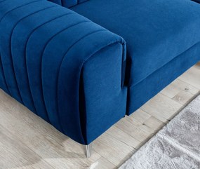 Narożnik z funkcją spania LAURENCE VELVET granatowy prawy ELTAP