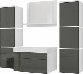 Zestaw mebli łazienkowych, Biały Matowy, Szary Błyszczący, 120 x 110 cm