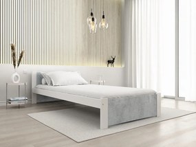 Łóżko IKAROS 90 x 200 cm, beton/biały Stelaż: Ze stelażem listwowym rolowanym elastycznym, Materac: Materac Somnia 18 cm