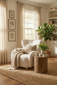 Biały fotel uszak boucle do pokoju F2-Z88