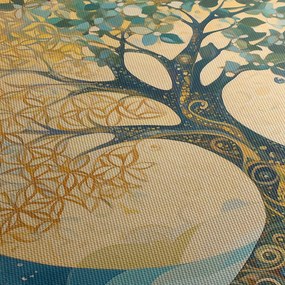 Obraz – Drzewo życia w księżycu (z zegarem) (90x30 cm)