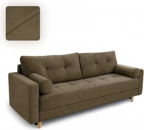 Sofa z Funkcją Spania LONAR Brązowa Boucle Japandi