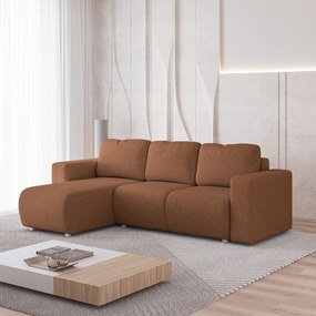 Masseno Narożnik RINOVA z funkcją spania i pojemnikiem na pościel Narozniki L, Rozkładana sofa - Miedziany, NEVE 52