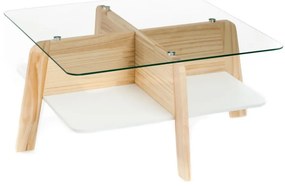 Naturalny stolik ze szklanym blatem 60x60 cm Varm – Tomasucci