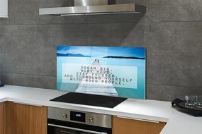 Szklany Panel Morski Napis Panoramiczny